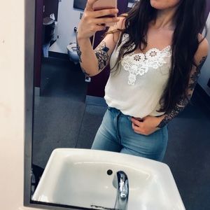Floral White Tank
